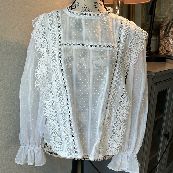 By The River Tops - By The River White Eyelet/Lace Women’s Blouse